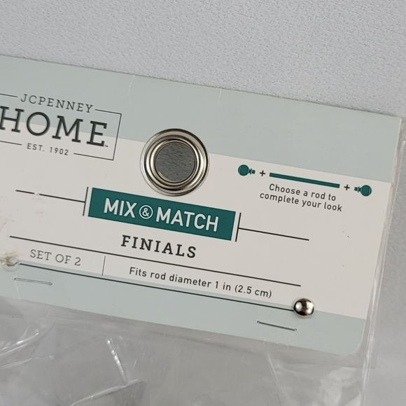 JcPenney Home Set Of 2 Faux Marble Finial Brushed Nickle Finish - Picture 2 of 14